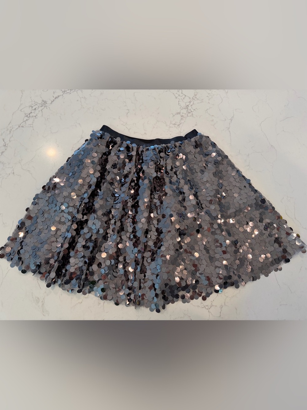Rachel Parcell Silver Sequin Circle Skirt